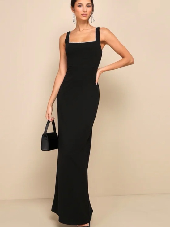 Lulus Dresses & Skirts - Lulu's Black Maxi Dress with Sparkle neckline Trim